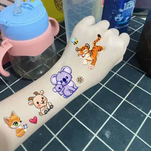 Colorful cute land animal temporary tattoo stickers for hand and body art decoration stylish.