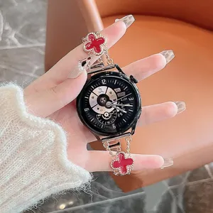 Μεταλλικό Λουράκι Ρολογιού Τριφύλλι Για Huawei Watch GT Smartwatch Αλυσίδα από Ανοξείδωτο Ατσάλι Γυναικεία Μόδα Κοσμήματα