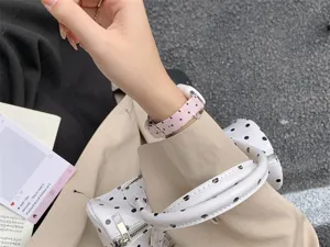 Cinturino per smartwatch lavorato a maglia a pois stile coreano accessorio chic