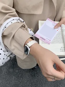 Cinturino per smartwatch in maglia a pois in stile coreano compatibile con Xiaomi e Huawei.