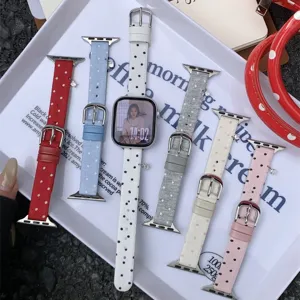 Koreaanse polkadot gebreide horlogeband compatibel Apple Watch serie 9 10 11 vervanging