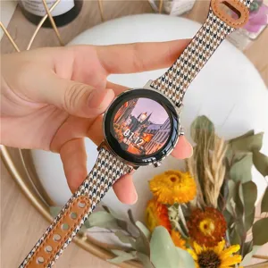 Antallaktiko louraki rologiou symvato me smartwatches, me kamva houndstooth kai derma.