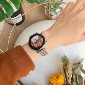 Λουράκι ρολογιού από καμβά houndstooth συμβατό με smartwatches, κομψό ανταλλακτικό για καθημερινή.