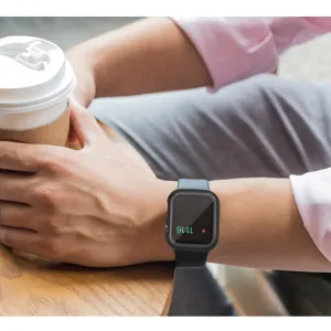 Matte full coverage PC protective case for Apple Watch, durable shell and screen guard.