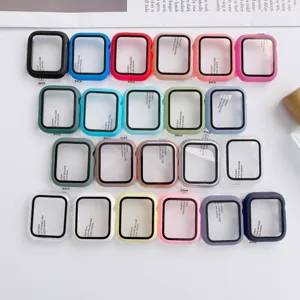 Colorful matte PC protective bumper cases for Apple Watch, full coverage detail view.