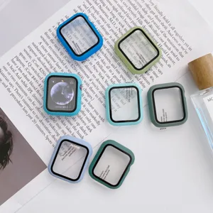 Matte PC protective case with built-in screen protector for Apple Watch, full coverage shell.