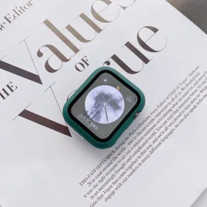 Green PC protective case for Apple Watch, full coverage matte finish accessory detail view.