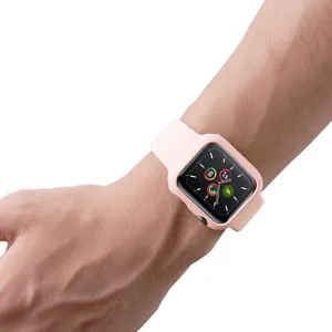 Silikon Schutzhülle und Armband für Apple Watch in Rosa mattem Design, robust und langlebig.