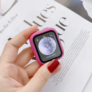 Close-up detail of matte PC protective watch case, full coverage design, smooth texture.