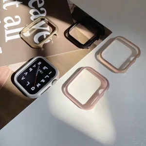 Metall Bumper Schutzhülle kompatibel mit Apple Watch, stilvoller Rahmen, farbiges Zubehör
