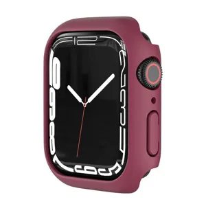 Detailansicht der dunkelroten PC-Schutzhuelle fuer Smartwatch mit exakten Ausschnitten jetzt.
