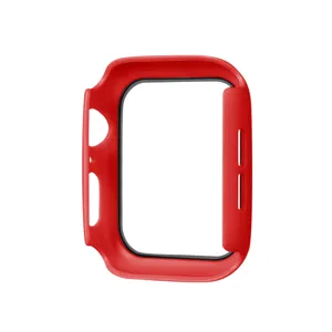 Red matte PC protective case detail for smartwatch, full coverage design with precise cutouts