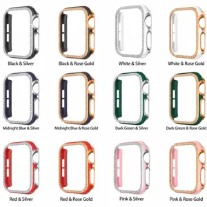 Strass PC beschichtete zweifarbige hohle Schutzhuelle Bumper fuer Apple Watch 41mm