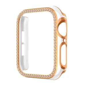 Kompatibel Mit Smartwatch Hülle PC Strass Galvanisiert Zweifarbig Durchbrochen Schutzrahmen Für Damen Herren