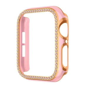 Glitzernde Strass Uhrengehäuse kompatibel mit Apple Watch rosa roségold galvanisierte Bumper Hülle