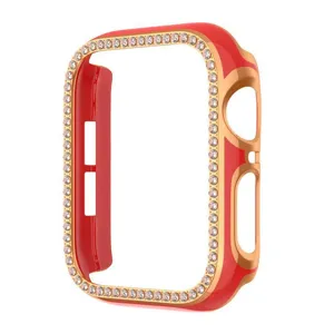 Details des galvanisierten zweifarbigen Strass-Uhrengehäuses passend für Apple Watch.