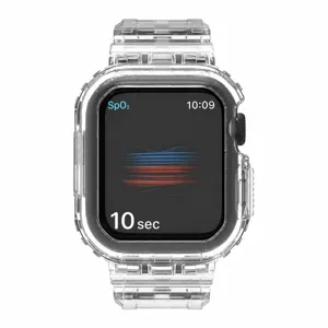 Custodia protettiva e cinturino trasparenti compatibili con Apple Watch, eleganti.