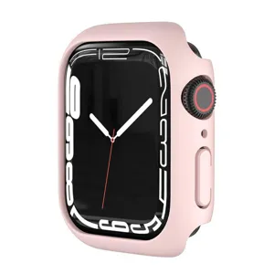 Rosa PC Schutzhülle für Smartwatch, elegantes hohles Design mit präzisen Ausschnitten.
