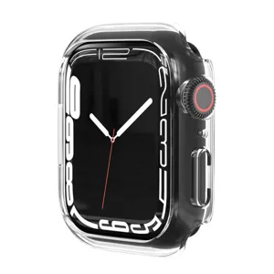 Transparente PC Schutzhülle für Apple Watch, hohles Halbdach Design, klare Sicht auf Display.