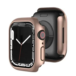 Detailansicht des roségoldenen PC-Schutzgehäuses für die Apple Watch Serie entwickelt.