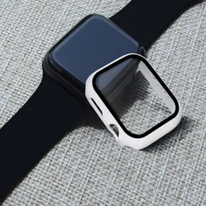 Matte PC protective case with screen protector for Apple Watch, full coverage bumper accessory.