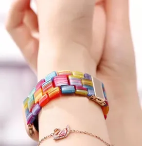 Bracelet de montre en resine coloree de rechange compatible Apple Watch serie 8 7 6