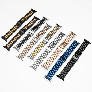 Roestvrijstalen 3-kraals metalen horlogeband compatibel met Apple Watch Series Ultra