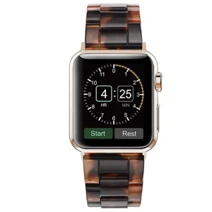 Bracelet de montre de rechange en résine écaille compatible avec Apple Watch Série SE. Style chic.