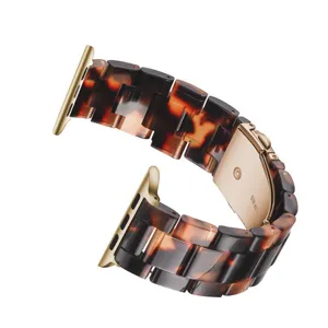 Bracelet de montre en résine écaille de tortue compatible avec montre connectée