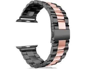 Roestvrijstalen metalen horlogeband vervanging compatibel met Apple Watch, zwart en roségoud