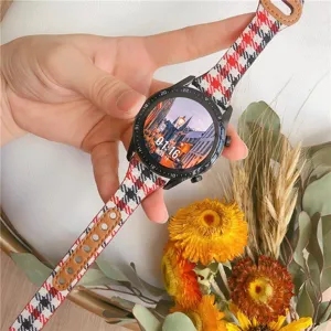 Antallaktiko louraki rologiou gia Huawei smartwatch apo kokkino Yfasma houndstooth.