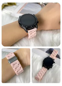 Bracelet de montre en résine rose de rechange, bracelet à maillons élégant compatible montres.