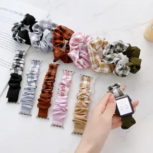 Karo Stoff Scrunchie Smartwatch Armband Für Apple Watch Bequemer Gewebter Handgelenkgurt Ersatz Modeaccessoire