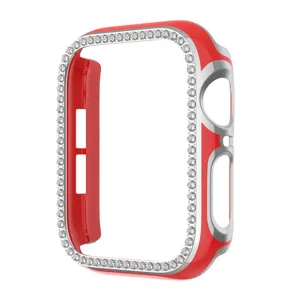Detailansicht der galvanisierten zweifarbigen Strass Apple Watch Schutzhülle Design.