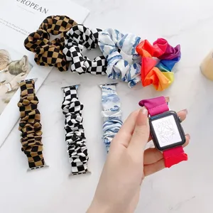Scrunchie Apple Watch Armband und Haargummi Set Weiches Elastisches Stoffersatzarmband
