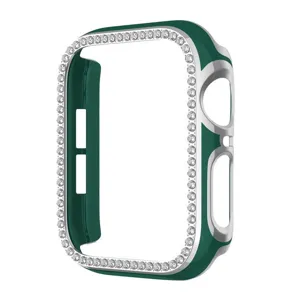 Glitzernde Apple Watch Schutzhülle, galvanisierter grüner und silberner Bumper für Uhr.