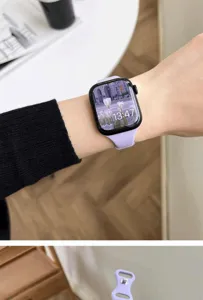 Bracelet en silicone fin pour Apple Watch, style sport casual mignon, tendance printemps été.