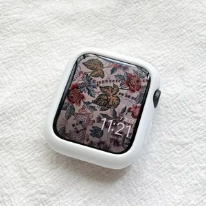 Weißes Silikon Schutzcover für Apple Watch, minimalistisches weiches Halbhülle Design.