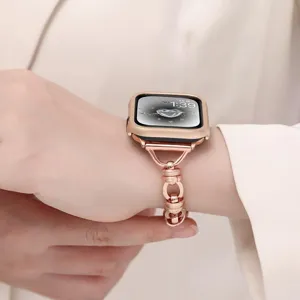 Edelstahl Metall Uhrenarmband und Schutzhülle Ersatz kompatibel mit Apple Watch Roségold.
