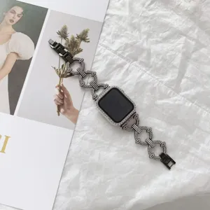 Λουράκι Apple Watch από μέταλλο με στρασ συμβατό με iwatch, πολυτελές σχέδιο αλυσίδας.