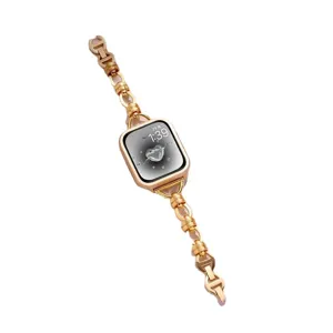Goldfarbenes Metallketten-Uhrenarmband passend für Apple Watch, elegantes Damen-Accessoire.