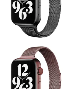 Milanese loop magnetic metal watch band strap replacement compatible with smart watches.