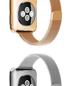 Stainless steel Milanese loop magnetic strap compatible with Apple watch replacement band.