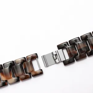 Ersatzarmband aus Harz kompatibel mit Smartwatch Schildpatt Muster Gliederdesign stilvoll