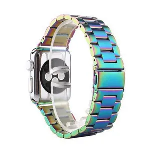 Iriserende roestvrijstalen metalen horlogeband met drie kralen voor Apple Watch.