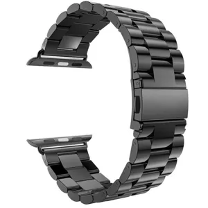 Roestvrijstalen metalen schakelhorlogeband compatibel met smartwatch zwarte kleur weergave