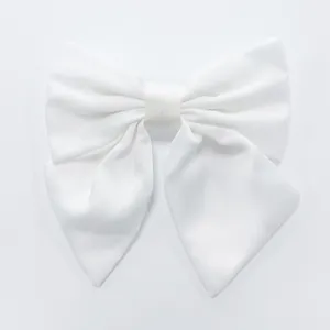 Grande pince à cheveux nœud en satin blanc uni accessoire de coiffure coréen élégant