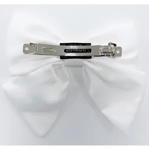 Grande pince à cheveux nœud en satin blanc élégant barrette accessoire pour femme et fille