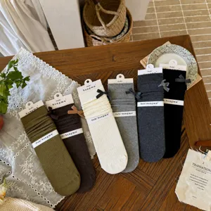 Calzini Donna Autunno Inverno Costine Fiocco Stile Coreano JK Calzini Slouch Carini