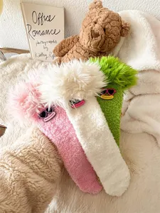 Chaussettes douillettes en polaire corail avec visage rigolo, style japonais chaud.